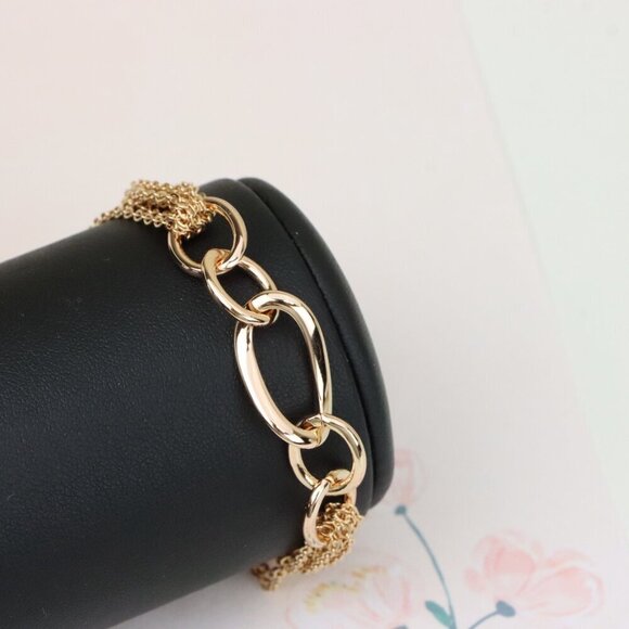 "Chunky Oval Chain Rose Gold Bracelet with Layered Tassel Detail, XPBL1099 - Picture 7 of 12